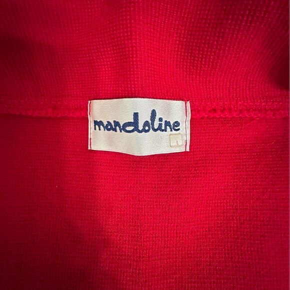 Vintage 70s Lanerossi Red Edge to edge knitted long line jacket cardigan Large - Picture 10 of 12